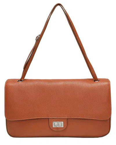 Tiffany & Fred Paris 33cm Leather Flap Tote In Brown