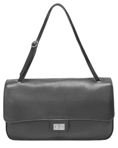 Tiffany & Fred Paris 33cm Leather Flap Tote In Black