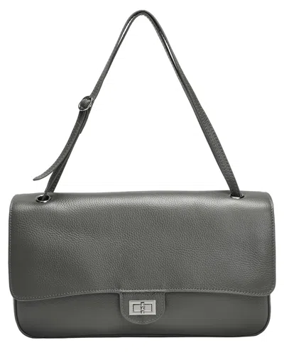 Tiffany & Fred Paris 33cm Leather Flap Tote In Green