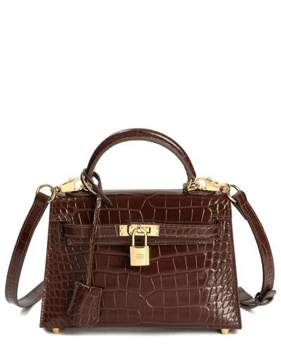 Tiffany & Fred Paris Alligator-embossed Leather Crossbody In Brown