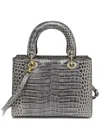 Tiffany & Fred Paris Alligator-embossed Leather Satchel In Gray