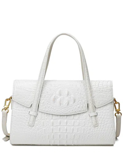 Tiffany & Fred Paris Alligator-embossed Leather Satchel In White
