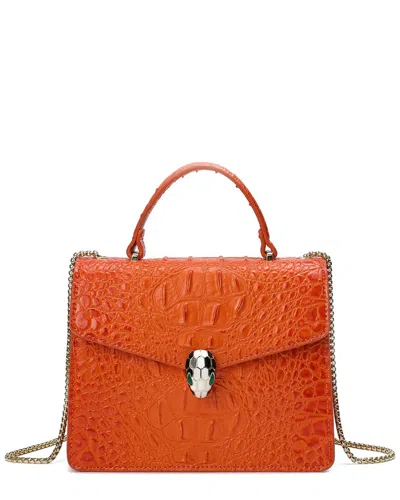 Tiffany & Fred Paris Alligator-embossed Leather Top Handle Satchel