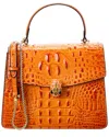 Tiffany & Fred Paris Alligator-embossed Leather Top Handle Satchel In Orange
