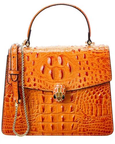 TIFFANY & FRED PARIS TIFFANY & FRED PARIS ALLIGATOR-EMBOSSED LEATHER TOP HANDLE SATCHEL