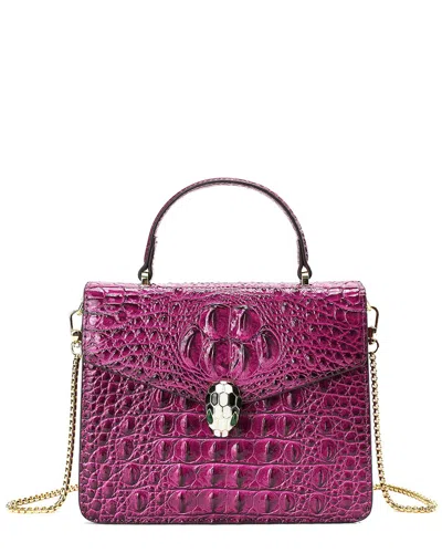 Tiffany & Fred Paris Alligator-embossed Leather Top Handle Shoulder Bag