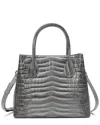 Tiffany & Fred Paris Alligator-embossed Leather Top Handle Tote In Gray