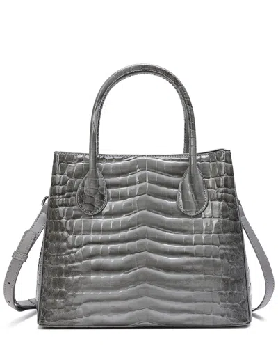 Tiffany & Fred Paris Alligator-embossed Leather Top Handle Tote In Gray