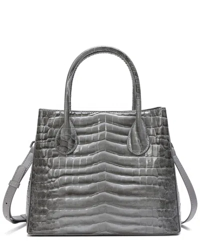 Tiffany & Fred Paris Alligator-embossed Leather Top Handle Tote In Grey