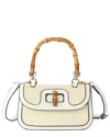 Tiffany & Fred Paris Bamboo Handle Woven Raffia & Leather Satchel
