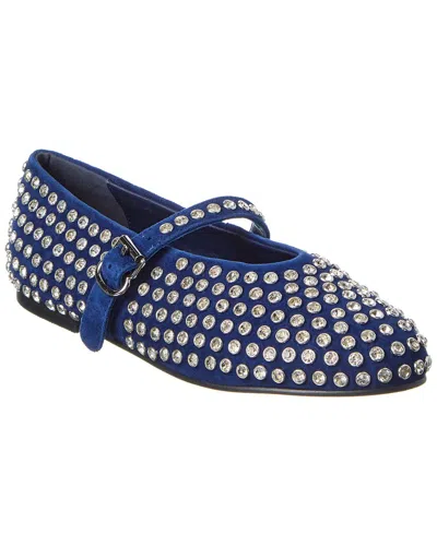 Tiffany & Fred Paris Bedazzled Suede Flat In Blue
