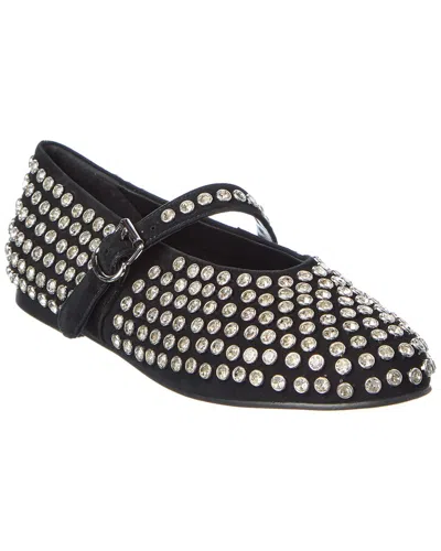 Tiffany & Fred Paris Bedazzled Suede Flat In Black