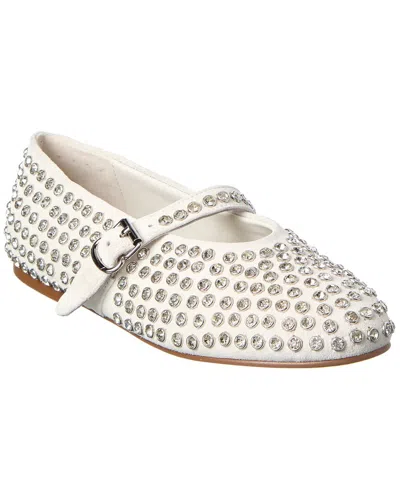 Tiffany & Fred Paris Bedazzled Suede Flat In White