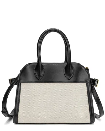 Tiffany & Fred Paris Canvas & Leather Satchel In Black