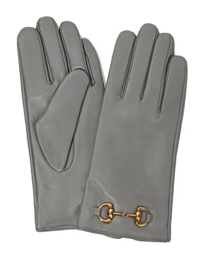 Tiffany & Fred Paris Cashmere-lined Leather Gloves In Gray