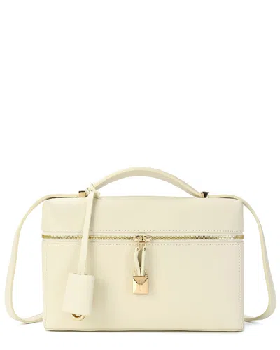 Tiffany & Fred Paris Chic Lockbox Leather Shoulder Bag In White