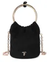 Tiffany & Fred Paris Circular Suede Top-handle Crossbody In Black
