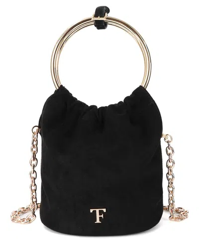 Tiffany & Fred Paris Circular Suede Top-handle Crossbody In Black
