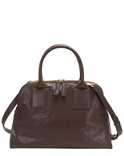 Tiffany & Fred Paris Classic Leather Dome Satchel In Blue