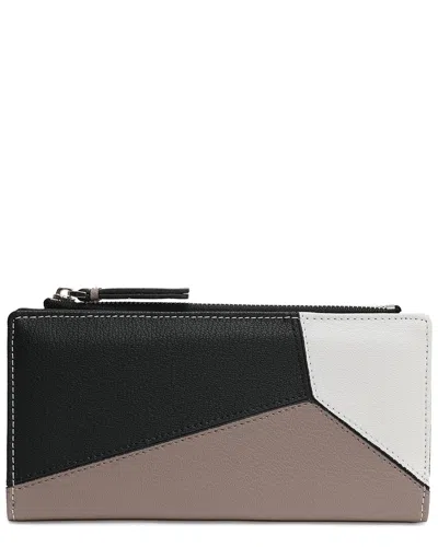 Tiffany & Fred Paris Color-patch Long Leather Wallet In Brown
