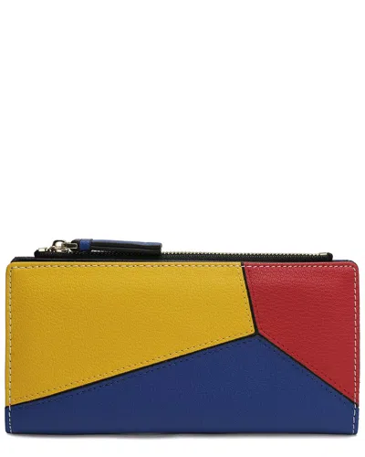 Tiffany & Fred Paris Color-patch Long Leather Wallet In Multi