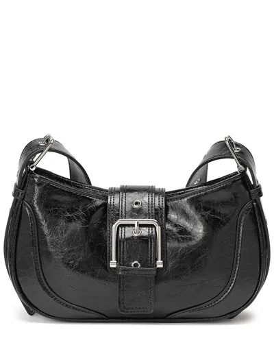Tiffany & Fred Paris Cracked Leather Messenger Bag In Black