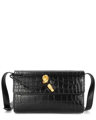 Tiffany & Fred Paris Croc-embossed Leather Crossbody In Black
