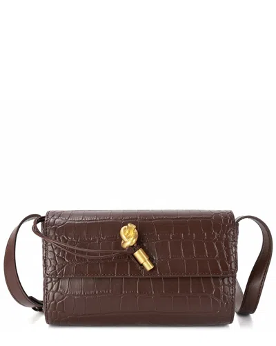 Tiffany & Fred Paris Croc-embossed Leather Crossbody In Brown