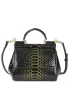 Tiffany & Fred Paris Python-embossed Leather Top-handle Bag In Black