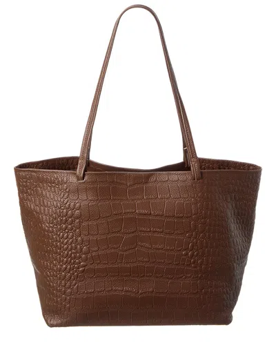 Tiffany & Fred Paris Croc-embossed Leather Tote In Brown