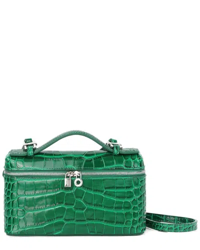 Tiffany & Fred Paris Croc-embossed Mini Leather Tote In Green
