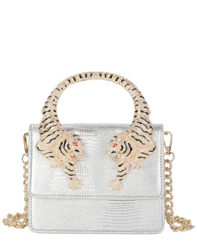 Tiffany & Fred Paris Croc-embossed Leather Shoulder Bag In Silver