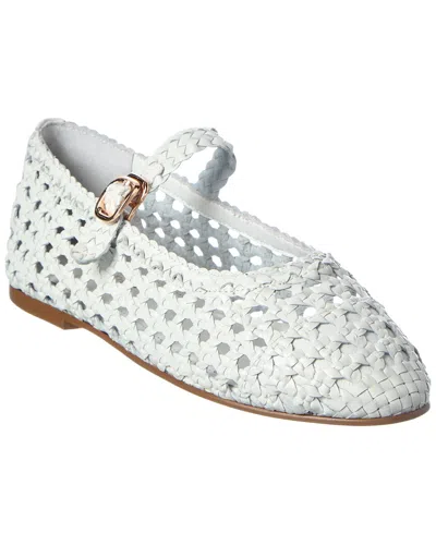 Tiffany & Fred Paris Crochet Leather Flat In White