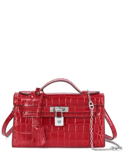 Tiffany & Fred Paris Croco-embossed Top-handle Crossbody