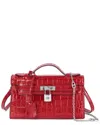 Tiffany & Fred Paris Croco-embossed Top-handle Crossbody In Red