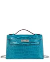 Tiffany & Fred Paris Croco-embossed Top-handle Crossbody In Blue