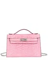 Tiffany & Fred Paris Croco-embossed Top-handle Crossbody In Pink
