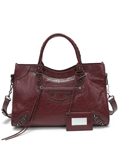 Tiffany & Fred Paris Distressed Leather Satchel In Burgundy