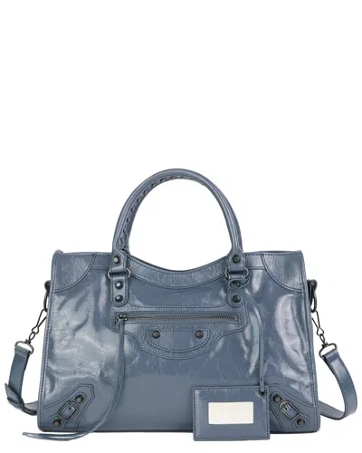 Tiffany & Fred Paris Distressed Leather Satchel In Blue