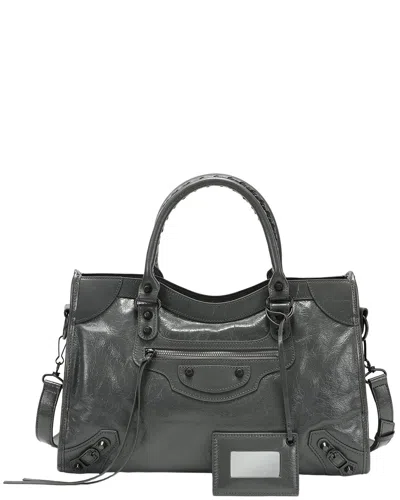 Tiffany & Fred Paris Distressed Leather Satchel In Grey