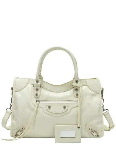 Tiffany & Fred Paris Distressed Leather Satchel In White