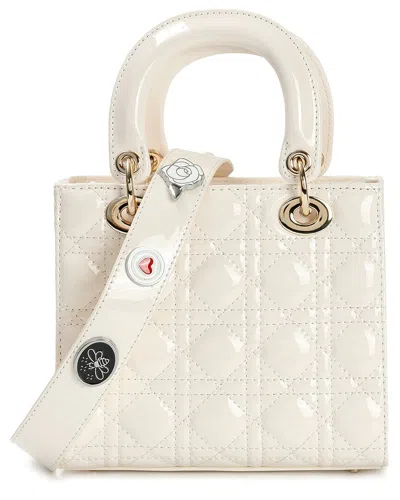 Tiffany & Fred Paris Dnu Tiktok  Mini Quilted Patent Satchel In White