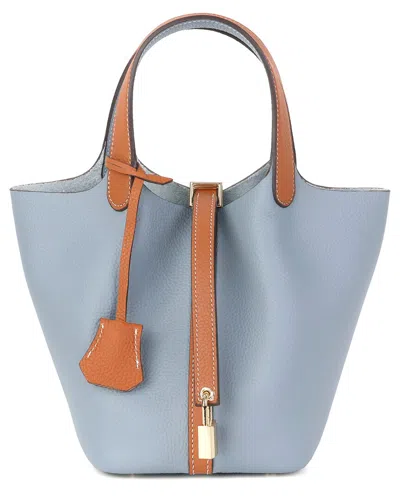 Tiffany & Fred Paris Elegant Pebbled Leather Mini Satchel In Blue