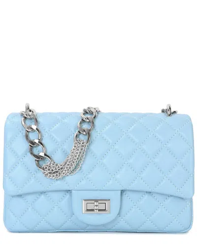 Tiffany & Fred Paris Elegant Quilted Leather Chain Shoulder Bag In Blue