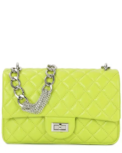 Tiffany & Fred Paris Elegant Quilted Leather Chain Shoulder Bag In Green