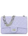 Tiffany & Fred Paris Elegant Quilted Leather Chain Shoulder Bag In Purple