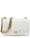 Tiffany & Fred Paris Elegant Quilted Leather Chain Shoulder Bag In White