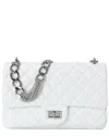 Tiffany & Fred Paris Elegant Quilted Leather Chain Shoulder Bag In White