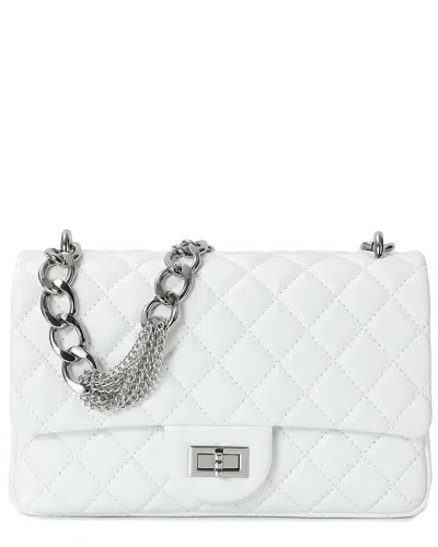 Tiffany & Fred Paris Elegant Quilted Leather Chain Shoulder Bag In White