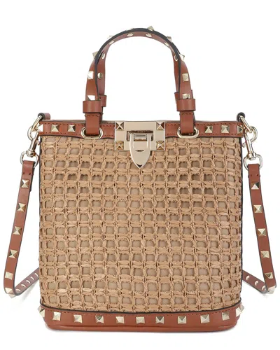 Tiffany & Fred Paris Elegant Woven Raffia & Leather Tote